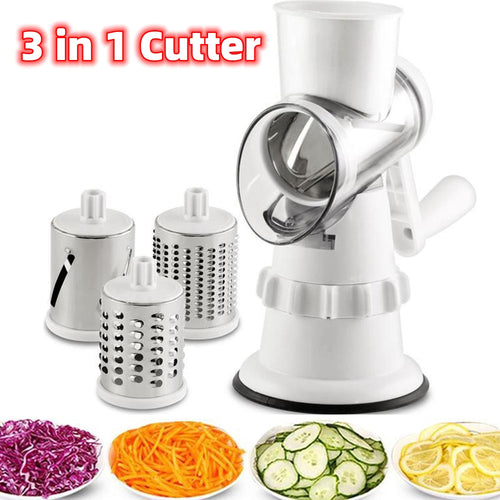 3 in 1 Vegetable Slicer Manual Kitchen Accessories Grater for Vegetable Cutter round Chopper Mandolin Shredder Potato Home Kitchen Supplies Kitchen Gadgets
